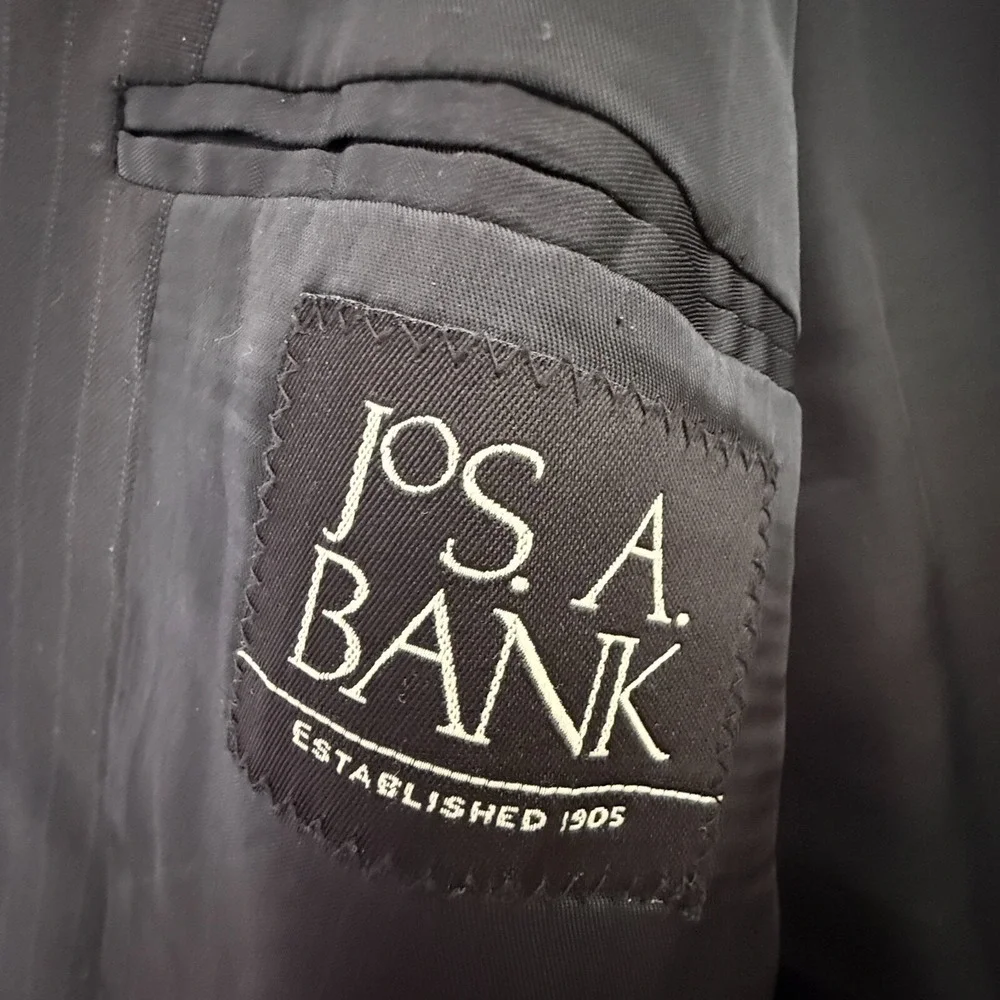 Jos. A.‎ Bank Mens 44R Black 100% Wool Blazer Striped